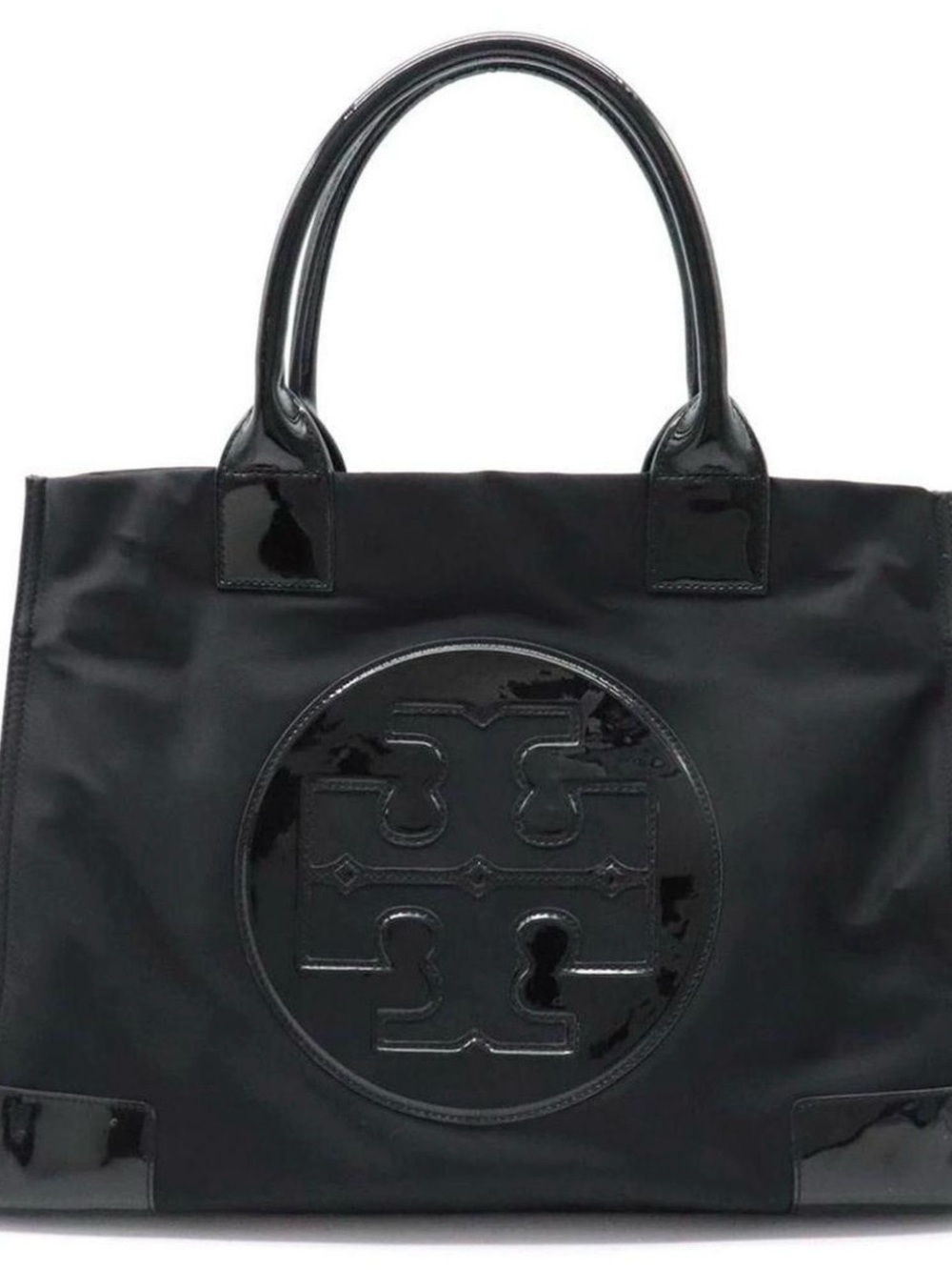 Tory Burch Black Patent Logo Tote
